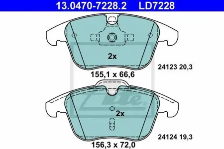 ATE 13047072282 Колодки торм.передние Ceramic Ford Galaxy C-Max 2.01.8TDCi2.0TDCi 06>