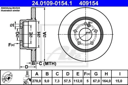 ATE 24010901541 Диск торм.задний Mercedes W204S204 1.8i2.0CDi 07>
