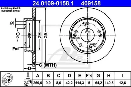 ATE 24010901581 Диск торм.задний Honda Civic VII 1.31.41.82.2CTDi 06>