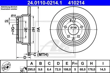 ATE 24011002141 Диск торм.задний Volvo 850C70S70V70 2.0-3.0 94>