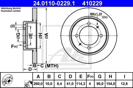ATE 24011002291 Диск торм.задний Mitsubishi Carisma 1.6-1.9D 95>