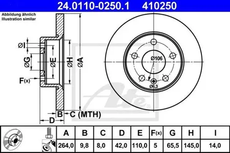 ATE 24011002501 Диск торм.задний Opel Astra 1.6-2.2D 97>
