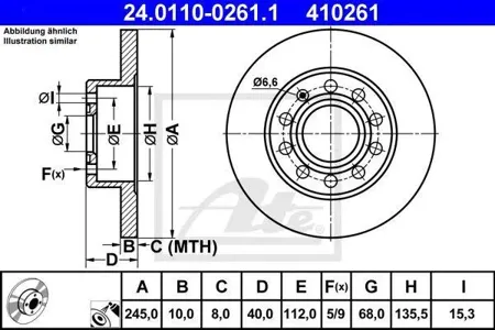 ATE 24011002611 Диск торм. зад. Audi A4