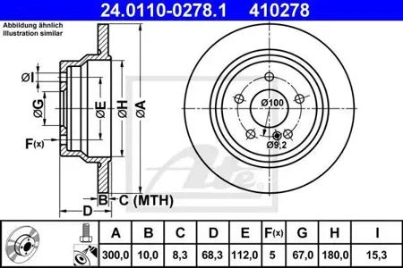 ATE 24011002781 Диск торм.задний Mercedes W211 2.0-3.2CDi 03>