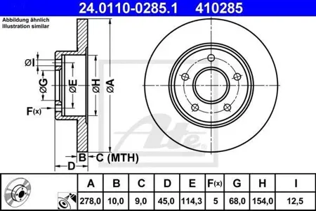 ATE 24011002851 Диск торм.задний Nissan Primera P12E Almera Tino V10M 1.6-2.02.2Di 00>