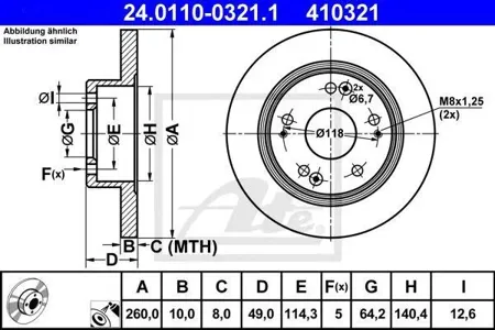ATE 24011003211 Диск торм.задний Honda Accord 2.02.42.2CTDi 03>