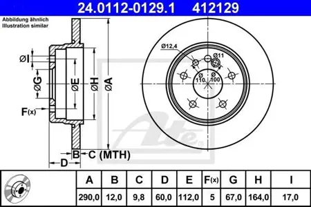 ATE 24011201291 Диск торм. зад. Mercedes W140 (290x12)
