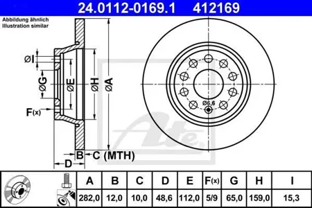 ATE 24011201691 Диск торм.задний VW Passat 1.62.0FSiTDi 05>