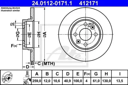 ATE 24011201711 Диск тормозной Renault Logan 1.41.6 04> F