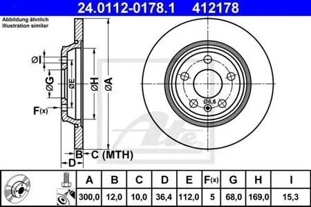 ATE 24011201781 Диск торм.задний Audi A4A5Q5 all 07>