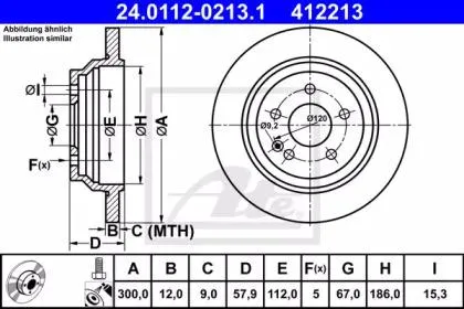 ATE 24011202131 Диск тормозной 24.0112-0213.1 задний Mercedes W639 Vito 3.03.22.2CDi 03>