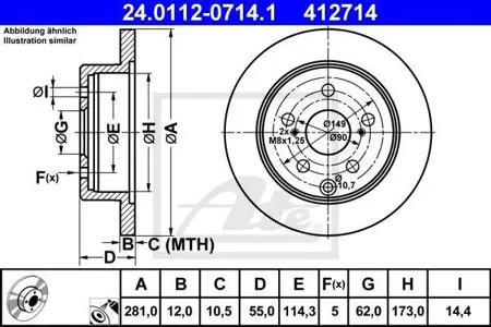 ATE 24011207141 Диск торм.задний Toyota RAV 4 2.02.2D 06>