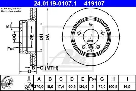 ATE 24011901071 Диск торм.задний BMW E36E46 1.6-2.0D M47 M50,M52 98>