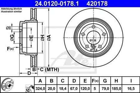 ATE 24012001781 Диск тормозной BMW 7(E65) 02- задн. 324мм.