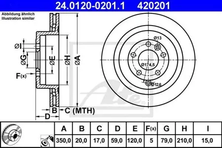 ATE 24012002011 Диск торм.задний Land Rover Discovery III 4.4 04>