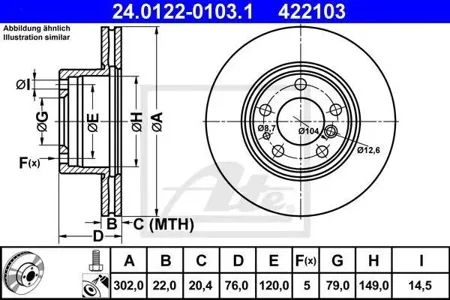 ATE 24012201031 Диск торм.перед. BMW E32E34 2.5-2.5TDs M20M30 M50,M52 87>