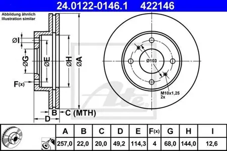 ATE 24012201461 Диск торм.перед. Nissan Primera 1.62.02.0D 88>