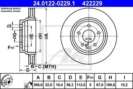 ATE 24012202291 Диск торм.задний Mercedes R230 5.0 01>