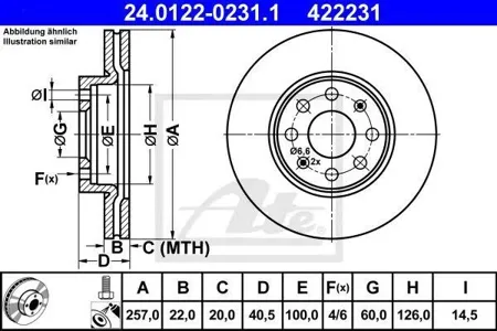 ATE 24012202311 Диск торм. Opel Corsa D 2006=>