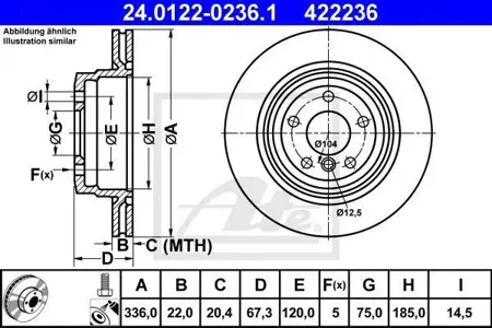 ATE 24012202361 Диск торм.задний BMW E90 2.53.02.0D 05>