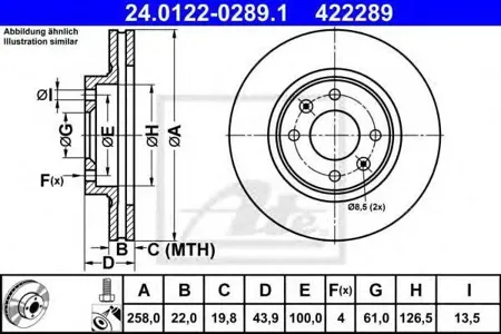 ATE 24012202891 Диск торм.перед. Renault Logan Sandero Clio 0.91.21.5dci 12>