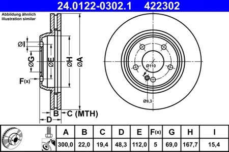 ATE 24012203021 Диск торм.вент.