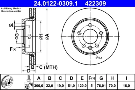 ATE 24012203091 Диск торм.вент.