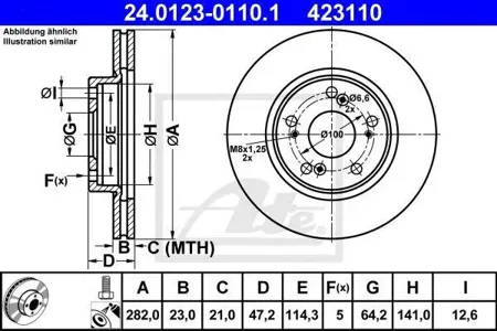 ATE 24012301101 Диск тормозной Honda Civic 06- перед.