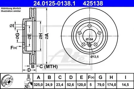 ATE 24012501381 Диск торм.перед. BMW E46 3.0 M54M57 00>