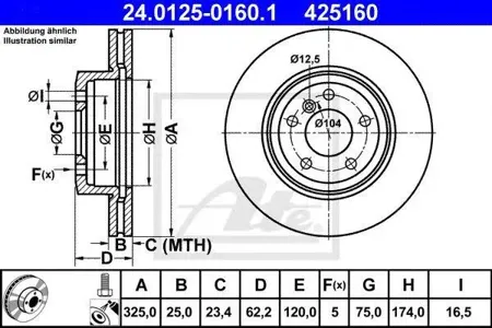 ATE 24012501601 Диск торм.перед. BMW X3 2.52.0D3.0D 04>