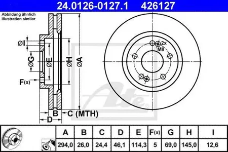 ATE 24012601271 Диск торм.перед. Hyundai Sante FeTrajet 2.42.7 00>