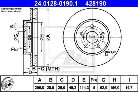 ATE 24012801901 Диск торм.перед. Toyota Camry 2.43.0 V6 01>
