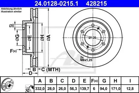 ATE 24012802151 Диск торм.перед. Mitsubishi Pajero 3.83.2Di-D 07>