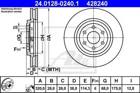 ATE 24012802401 Диск торм.перед. Nissan Pathfinder Navara 2.5dCi3.0dCi 05>