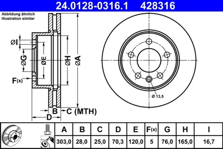 ATE 24012803161 Диск торм.вент.