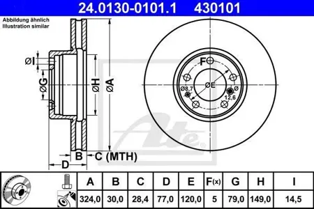 ATE 24013001011 Диск торм.перед. BMW E38E39 3.54.05.0 M60M62M70M73 95>