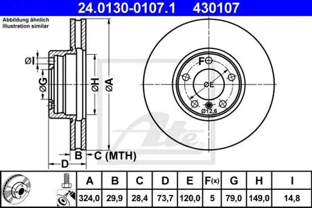 ATE 24013001071 Диск торм.перед. BMW E39 2.0-4.4 M54M57M62 00>