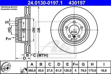 ATE 24013001971 Диск торм.перед. Land Rover Range Rover III 4.25.03.6TD 05>
