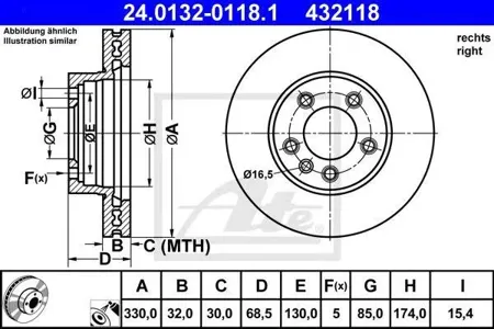 ATE 24013201181 Диск торм.перед. правый VW Touareg 03>