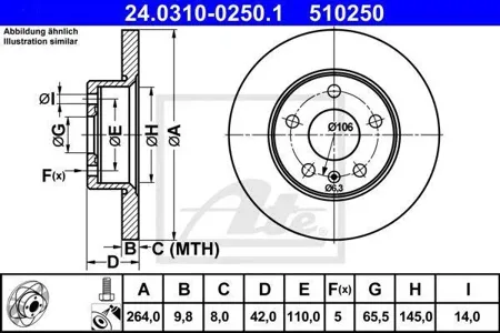 ATE 24031002501 Диск тормозной 24.0310 0250.1