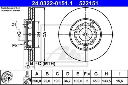 ATE 24032201511 Диск торм.перед. Audi A2A3, VW Golf Bora 1.6 96>