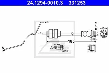 ATE 24129400103 Шланг тормозной перед. правый