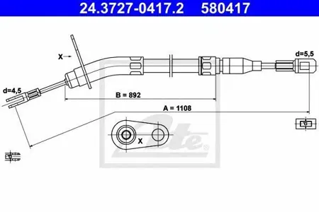 ATE 24372704172 Трос ручного тормоза [диск.] R