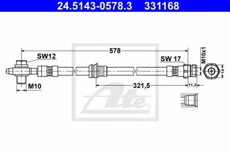 ATE 24514305783 Шланг тормозной Audi Q3 11- передн.