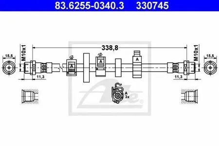 ATE 83625503403 Шланг тормозной передн.R