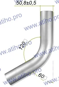 ATIHO 825060 Труба соединительная (алюмокремниевое покрытие) d50  угол 60  L-350 мм