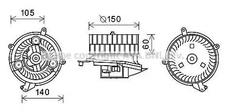 AVA MS8623 Вентилятор отопителя салона Mercedes W202 97-