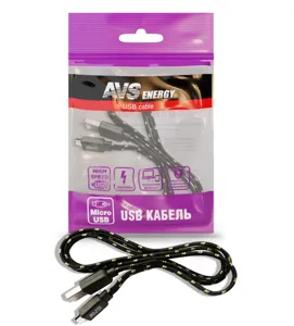AVS A78607S кабель micro USB, 1м, плоский, текстиль