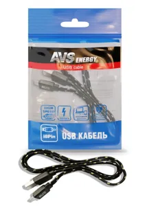 AVS A78611S кабель для iphone 5, 1м, плоский, текстиль