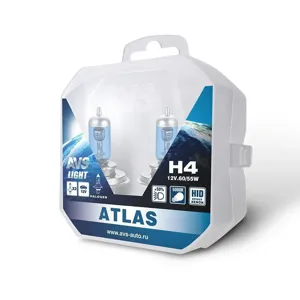AVS A78908S к-т ламп галогенных ATLAS 5000К/PB H4 12V 60/55W, 2шт.